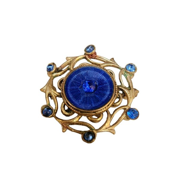 Vintage Guilloche Probably Gold Filled Brooch (A4044) - Picture 2 of 5